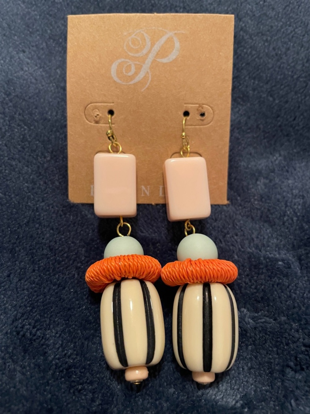 Plunder Multicolor Resin & Thread Drop Earrings - Pink, Orange, Mint & Black